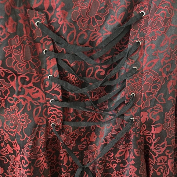 NEW H&R Red Floral Gothic Steampunk Corset Jacket & Matching Swingdress Size 14 - Picture 13 of 16